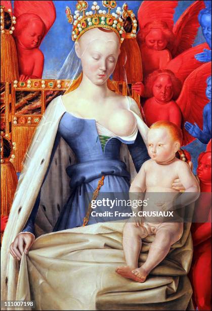 Copy of Jean Fouquet's work La Vierge au Lait painted in the likeness of Agnes Sorel - The court painter of Charles VII has thus immortalized the...