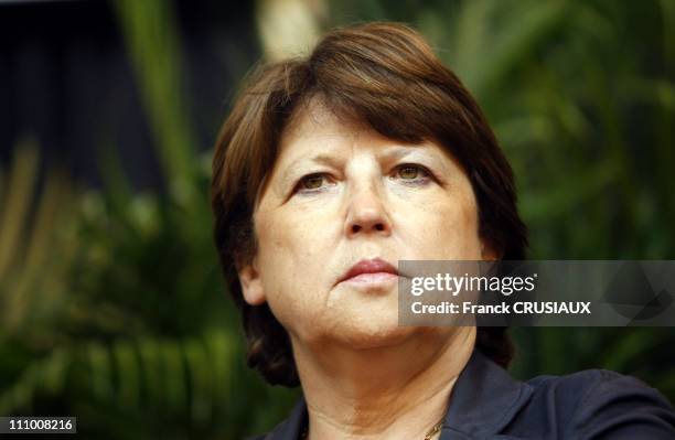 University of retraction of the federation of northern socialist party in the presence of Martine Aubry and Francois Hollande in Lomme, France on...