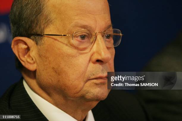 General Michel Aoun at a press conference at CAPE , in Paris, France on July 29th, 2007.