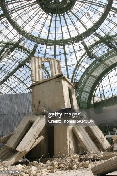 The sculpture of Anselm Kiefer, "Verungluckte Hoffnung" in the exhibition 'Monumenta 2007' at the Grand Palais in Paris, France on May 29th, 2007.