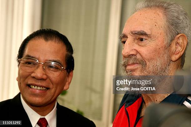 Cuban President Fidel Castro, and Vietnam's Communist Party President Nong Duc Manh are seen during a two-hour-meeting they had in Havana, Cuba on...