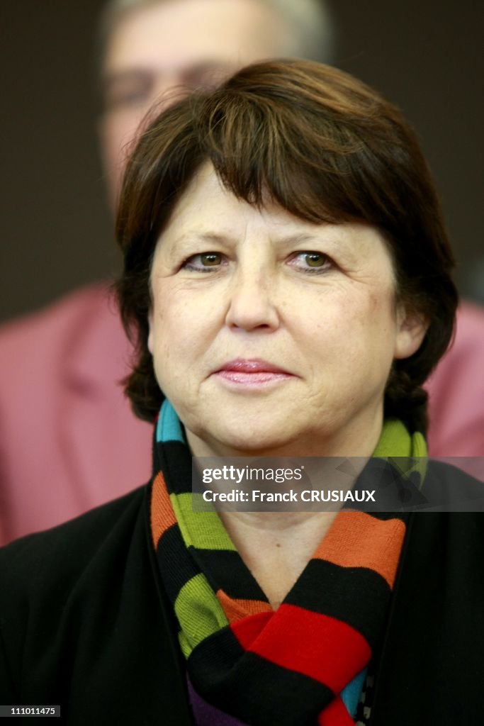 Martine Aubry meets socialist activists from Pas de Calais in Fouquieres les Lens, France on March 11th, 2008.