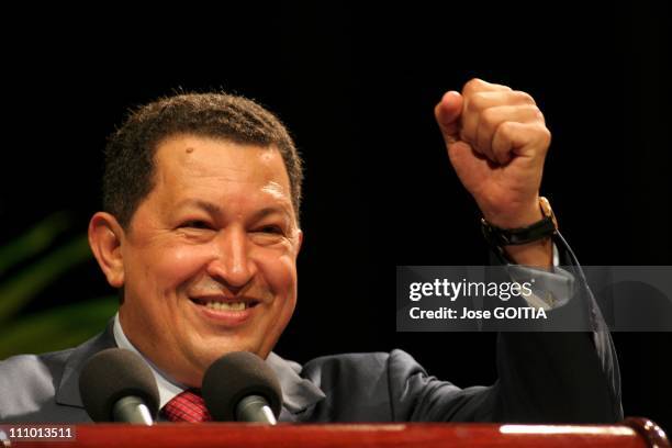 Venezuelan President Hugo Chavez is seen during a meeting in Havana in Havana, Cuba on April 29th, 2005.