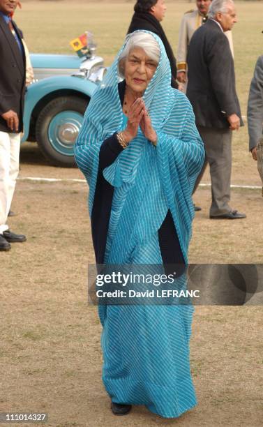 Maharani Gayatri Devi - Polo tournament on the field of Rambagh Palace, Jaipur in Jaipur, India.