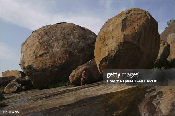 Shravana Belgola, Chandragiri mountain, Digambara monk meditating - To purify his soul, he renounced all wordly possessions in India in November ,...