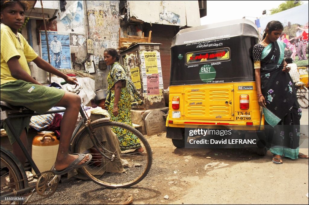 The first woman rickshaw driver in Chennai, India on July 10th , 2005.