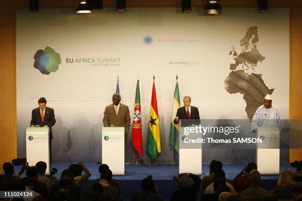 Jose Manuel Barroso, President of the European Commission, John Kufuor, President of Ghana, President of the African Union, Jose Socrates, Portuguese...