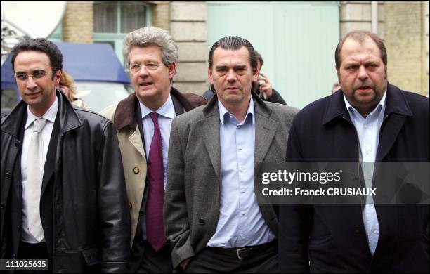 Lef to right: attorneys Herve Corbanesi, Hubert Delarue, Franck Berton and Eric Dupond-Moretti at the last day of the Danger-Vandervelde child abuse...