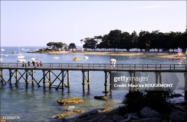 The pier and the Plage des Dames beach in Noirmoutier Island in Ile de Noirmoutier, France on October 17th, 2005.