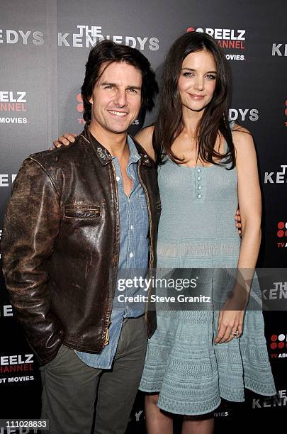 Actors Tom Cruise and Katie Holmes attend "The Kennedys" world premiere held at AMPAS Samuel Goldwyn Theater on March 28, 2011 in Beverly Hills,...