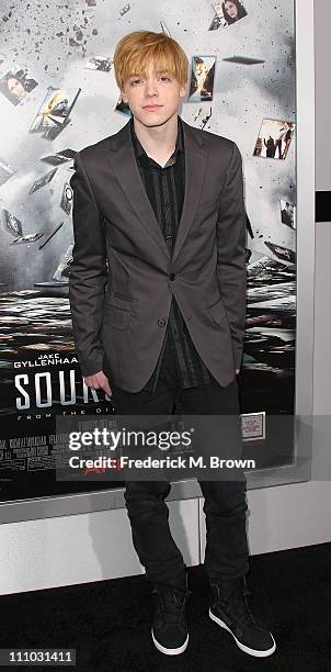 Actor Cameron Monaghan attends the premiere of Summit Entertainment's "Source Code" at the Arclight Cinerama Dome on March 28, 2011 in Los Angeles,...