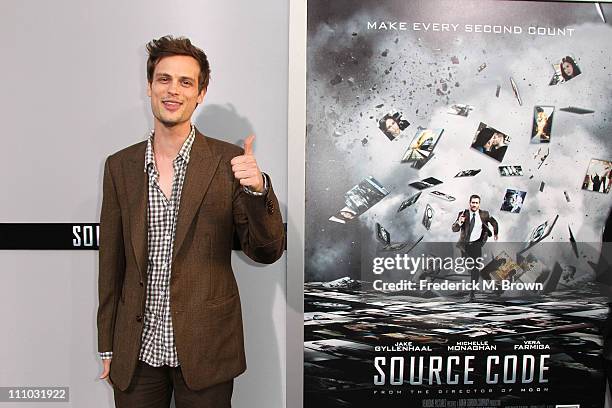 Actor Matthew Gray Gubler attends the premiere of Summit Entertainment's "Source Code" at the Arclight Cinerama Dome on March 28, 2011 in Los...