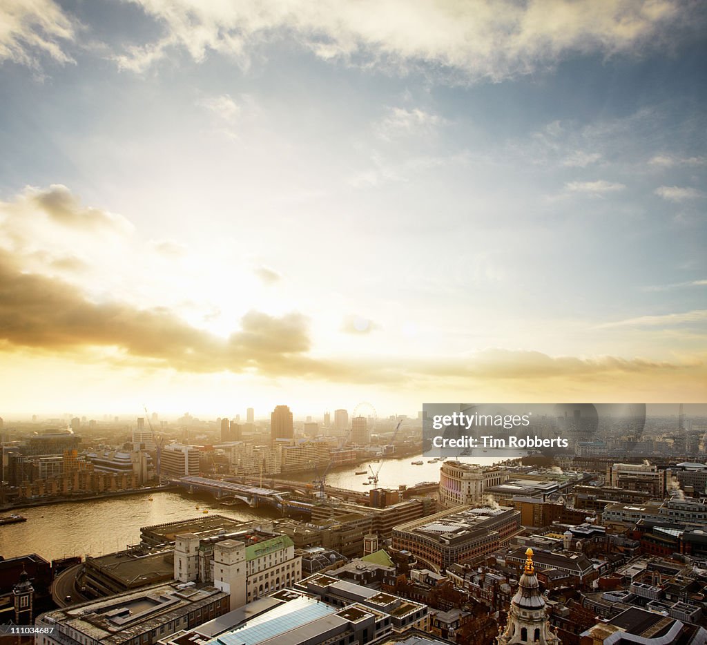 Sunset over London and The Thames.