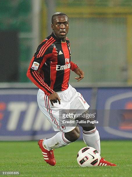 Clarence Seedorf of Milan in action during the Serie A match between US Citta di Palermo and AC Milan at Stadio Renzo Barbera on March 19, 2011 in...