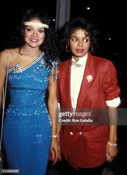 Singer Janet Jackson and sister La Toya Jackson attend the 26th Annual Grammy Awards After Party on February 28, 1984 at Rex Restaurant in Los...
