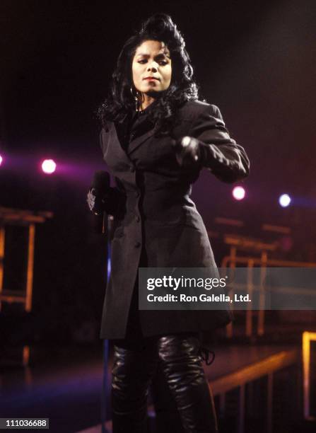Singer Janet Jackson performs in concert on March 16, 1990 at Madison Square Garden in New York City.