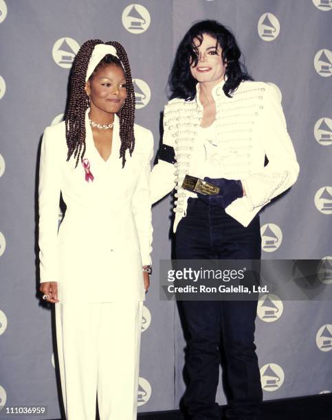 Singer Janet Jackson and singer Michael Jackson attend the 35th Annual Grammy Awards on February 24, 1993 at Shrine Auditorium in Los Angeles,...