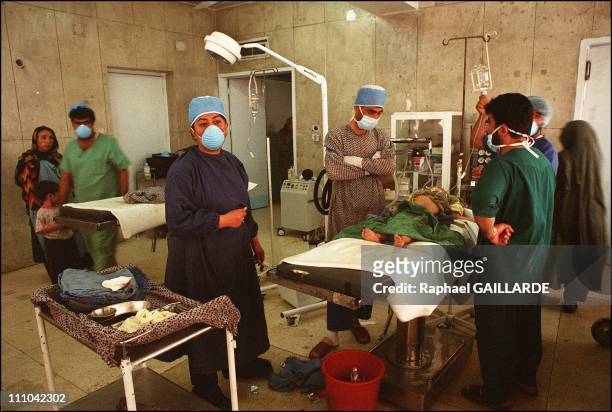 Inside the operating room at the Indira Gandhi Hospital in Kabul - In the foreground, Dr - Nilab Mobarez, chairwoman of the Bactriane association and...