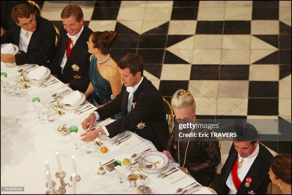 Dinner For The Engagement Of Denmark's Crown Prince Frederik And Mary Elizabeth Donaldson In Fredensborg, Denmark On October 08, 2003