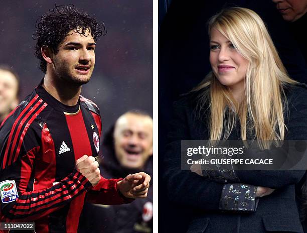 This combo made of two recent file pictures shows AC Milan forward Pato and Barabara Berlusconi, the daughter of Italian Prime MinIster and President...