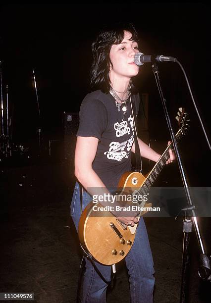 Joan Jett of The Runaways at a concert at The Roxy circa 1977 in Los Angeles, California.