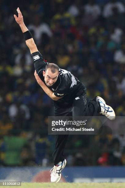 Andy McKay of New Zealand during the 2011 ICC World Cup Semi-Final match between New Zealand and Sri Lanka at the R. Premadasa Stadium on March 29,...