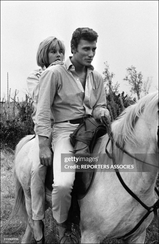 Johnny Hallyday in the sixties in Camargue, France.