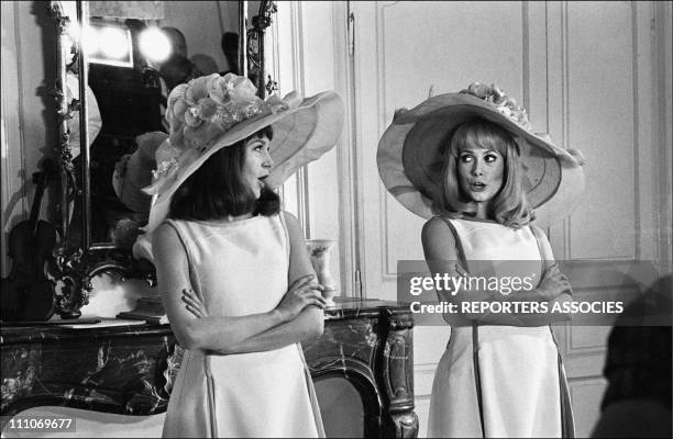 Francoise Dorleac, Catherine Deneuve in shooting film ' Les Demoiselles de Rochefort' in Rochefort, France on June 09, 1966.