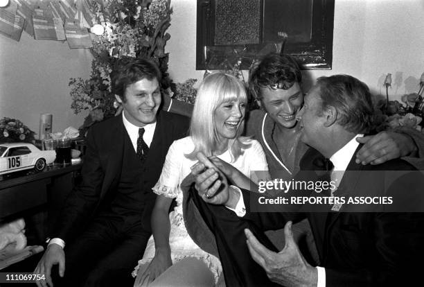 Johnny Hallyday in the sixties in France - Johnny Hallyday and Sylvie at Olympia in Paris, France on March 18, 1967 - Jean Jacques Debout, Sylvie...