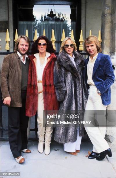 Anni-Frid Lyngstad, Benny Anderson, Agnetha Faltskog, Bjorn Ulvaeus of the ABBA in Paris, France in 1979.