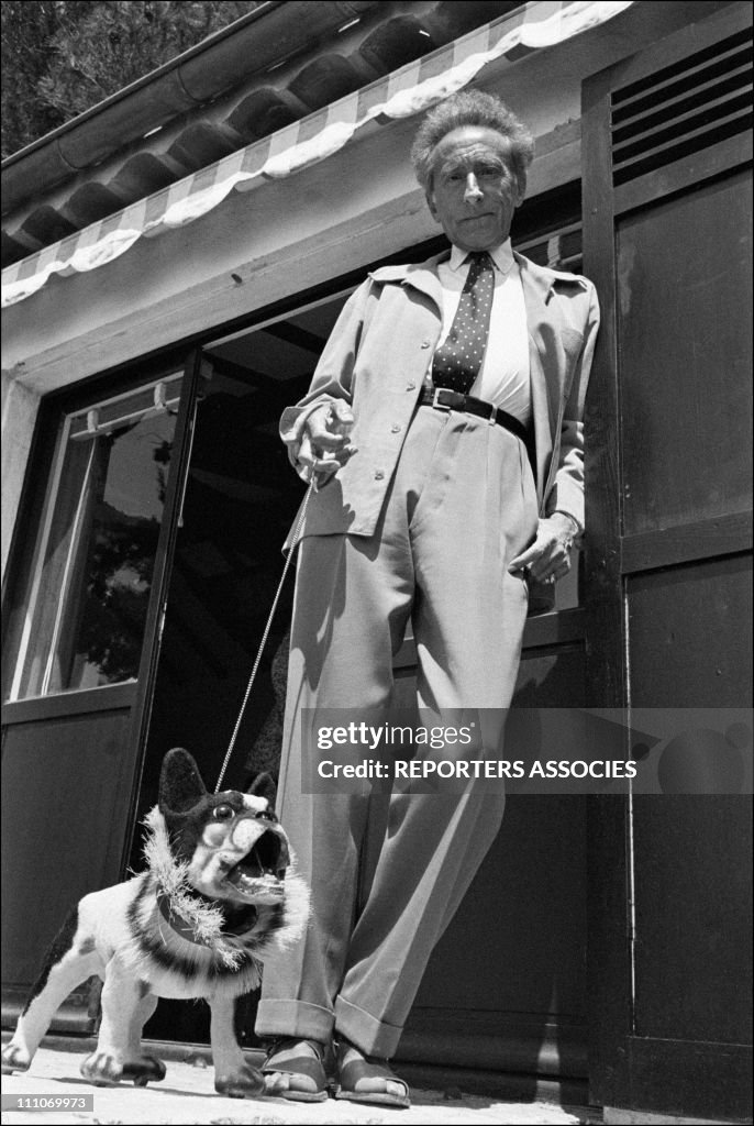 Jean Cocteau at home in Milly la Foret, France in 1955.
