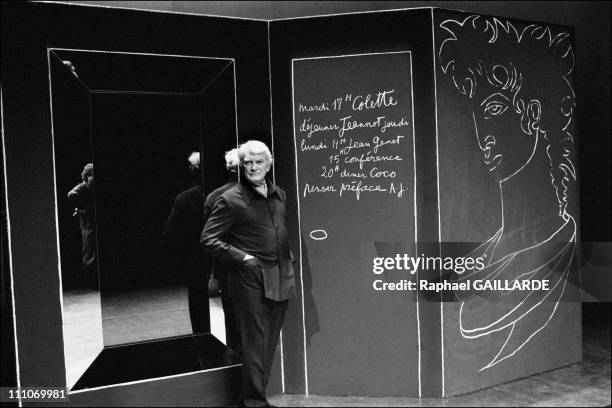 Jean Marais at the theatre Prevert set with Cocteau's text as a tribute from him to Jean Cocteau in Aulnay Sous Bois, France on Octorber 01, 1987.