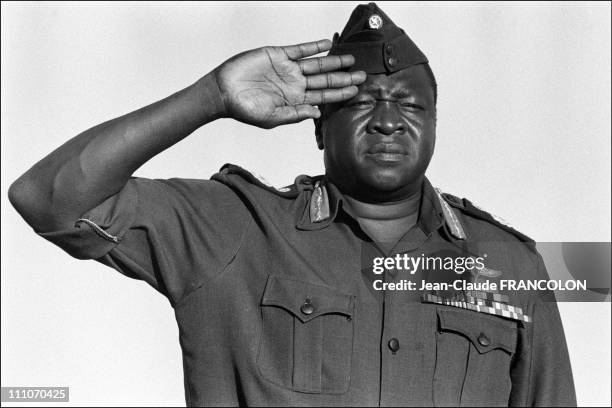 Portrait of General Idi Amin Dada, president of Uganda in the summit of Uganda in Addis Ababa, Ethiopia on January 10, 1976.