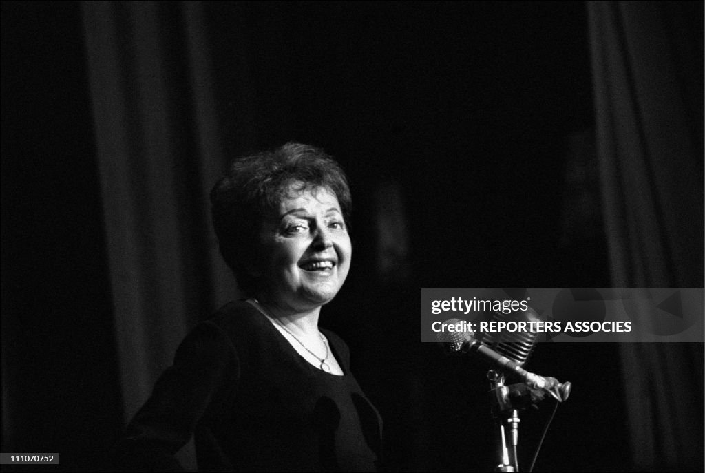 Edith Piaf on stage at the Olympia in Paris, France on February 22, 1963.