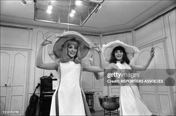 Catherine Deneuve, Francoise Dorleac in shooting film ' Les Demoiselles de Rochefort' in Rochefort, France on June 09, 1966.