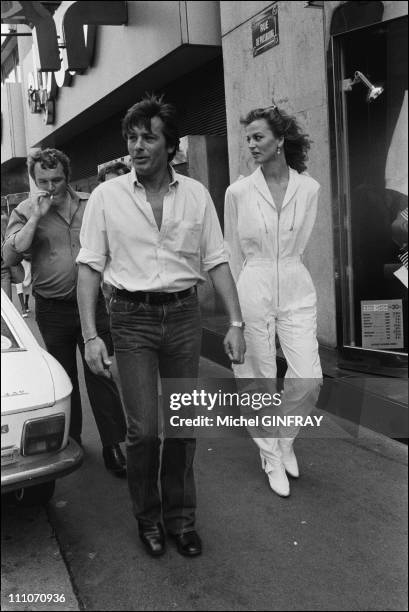 Alain Delon with Dalila Di Lazzaro with Film 'Trois hommes a Abattre' of J.Deray in France in, 1980.