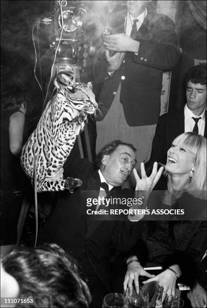 Salvador Dali and Amanda Lear On The Elysees Palace in France on November 10, 1965.