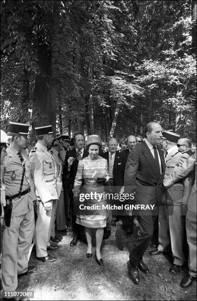 Queen Elizabeth at the Prix de Diane, a Chantilly racecourse in France on June 16, 1974 -