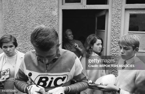 Jacques Anquetil, his wife Jeanine and daughter Annie in France on October 03, 1967.