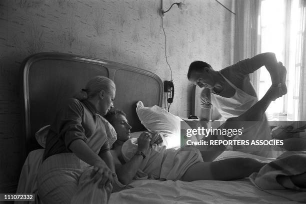 Jeanine and Jacques Anquetil in Besancon, France on September 26, 1964.