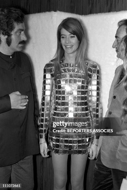 Francoise Hardy and Salvador Dali in Paco Rabanne In France On May 19, 1968.