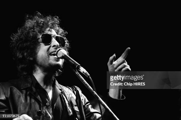 Bob Dylan on stage in Paris, Switzerland on June 23, 1981.