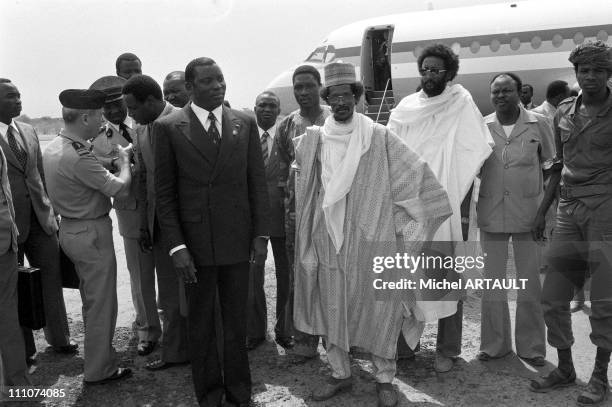 Gnassingbe Eyadema and Goukouni Oueddei in N'Djamena, Chad on April 05th, 1980.