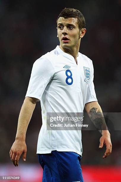 Jack Wilshere of England in action during the international friendly match between England and Ghana at Wembley Stadium on March 29, 2011 in London,...