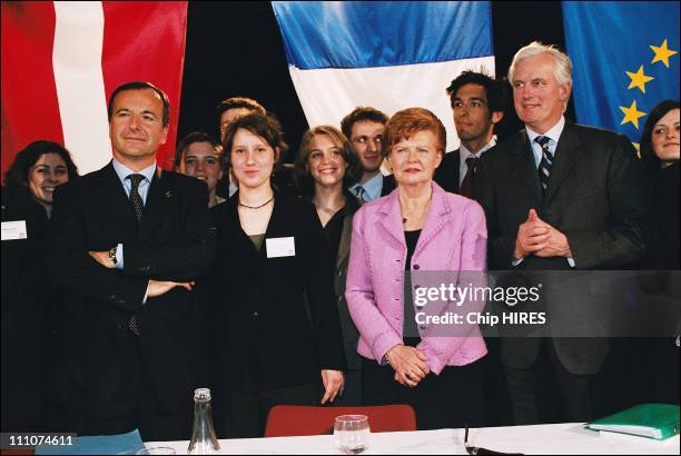 Franco Frattini, vice-president of the European Commission, Mrs - Vaira Vike Freiberga, president of Latvia and Michel Barnier, French Foreign...