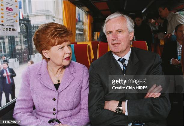 Michel Barnier, French Foreign Affairs minister and Mrs - Vaira Vike Freiberga, president of Latvia at the Explanation Campaign of Constitution in...