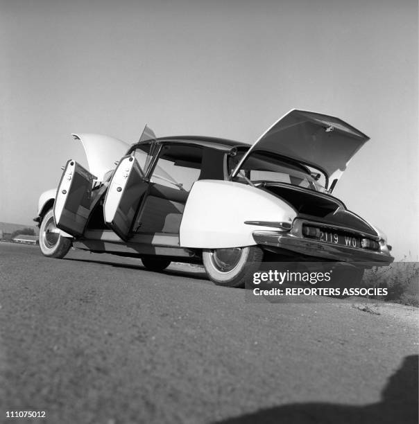 Francine Breaud and The Citroen DS 19 in France in 1955.