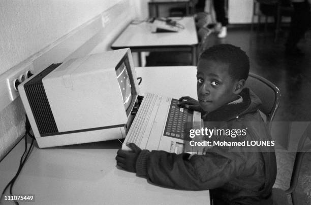 Child of the Cite des 4000 a housing project in this poor Paris suburb named for the number of apartments in it in La Courneuve, France in October,...