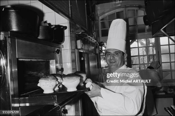 Paul Bocuse in his kitchen in Lyon, France in February, 1976.