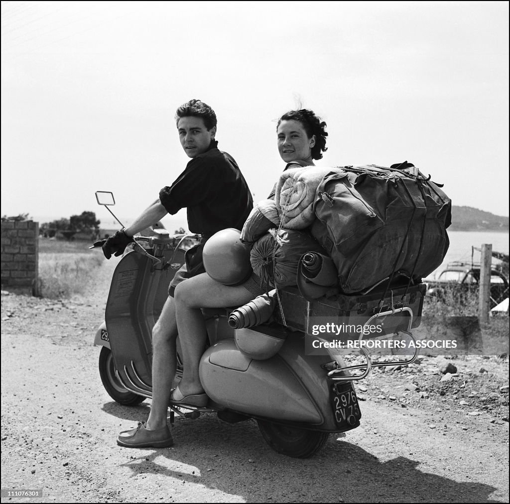 Vespa scooter in the 1950s in France